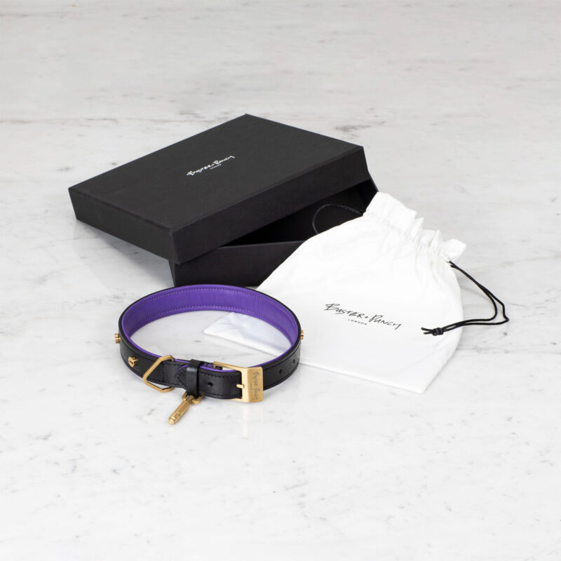 Buster + Punch - Dog Collar & Lead / Sort / Lilla / Messing - Image 4